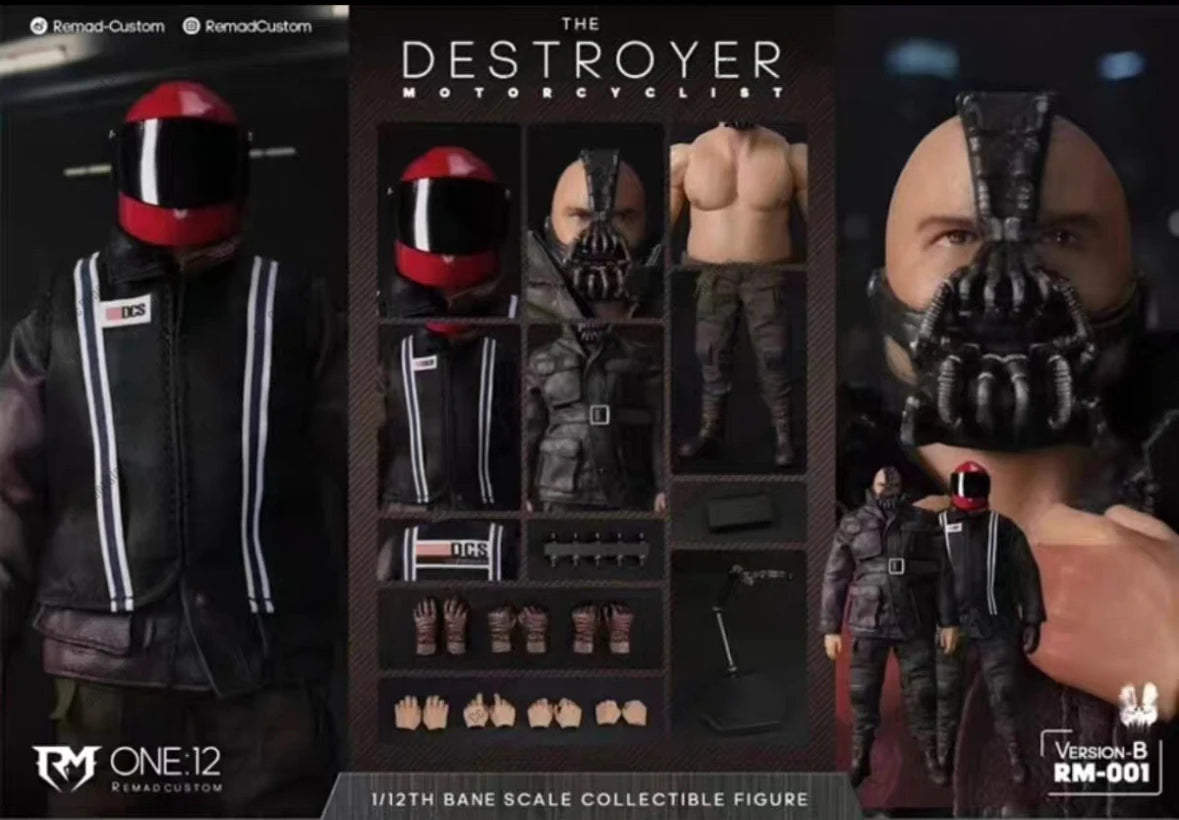 [In Stock] Remad - Custom Action Figure for Men, 1/12 Scale RM-001, Motorcycle Trench Coat Destroyer, Bane Villain Mini
