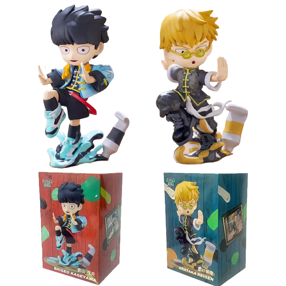 In Stock Original Mob Psycho 100 Anime Figures Gk Reigen Arataka Q Edition Kawaii Palm Series Model Doll Desktop Ornament Gifts