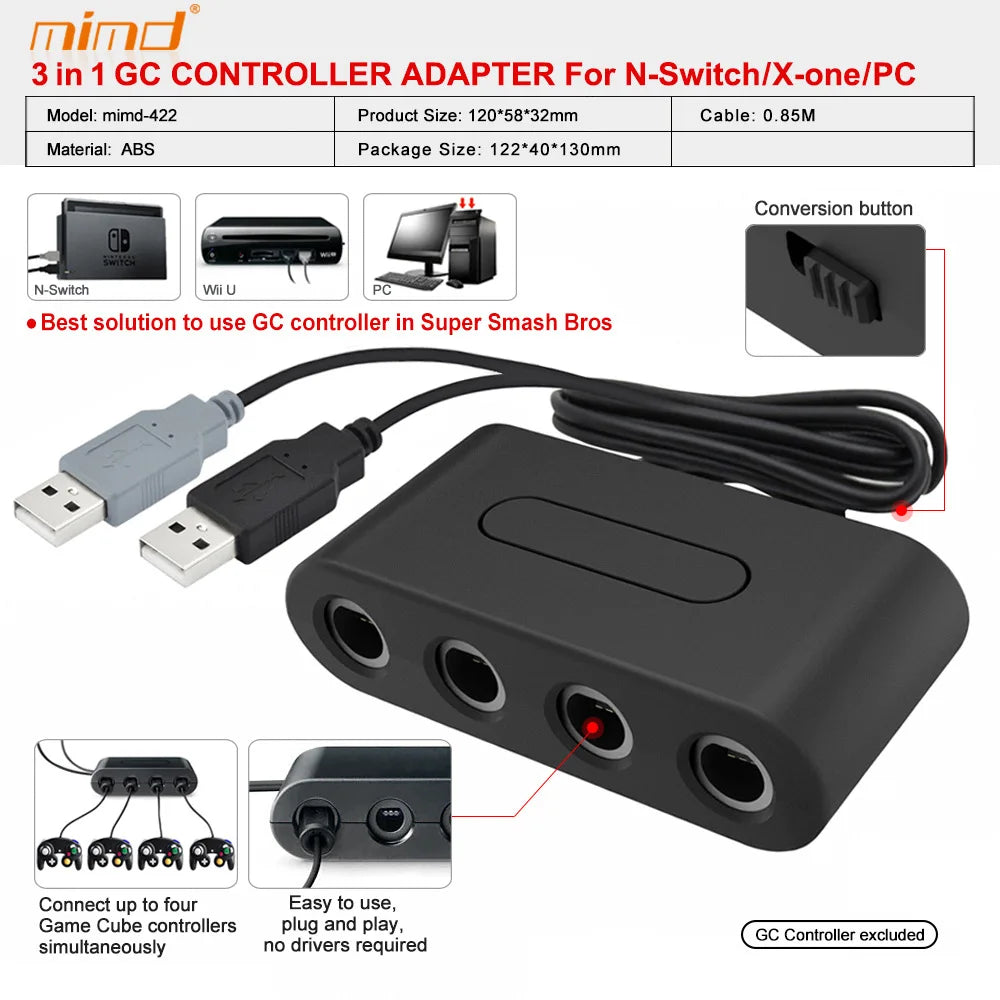 4 Ports Game Converter for GameCube GC Controller USB Adapter for Nintend Switch NGC/Wii u/PC Star Fighting Support Dropshipping