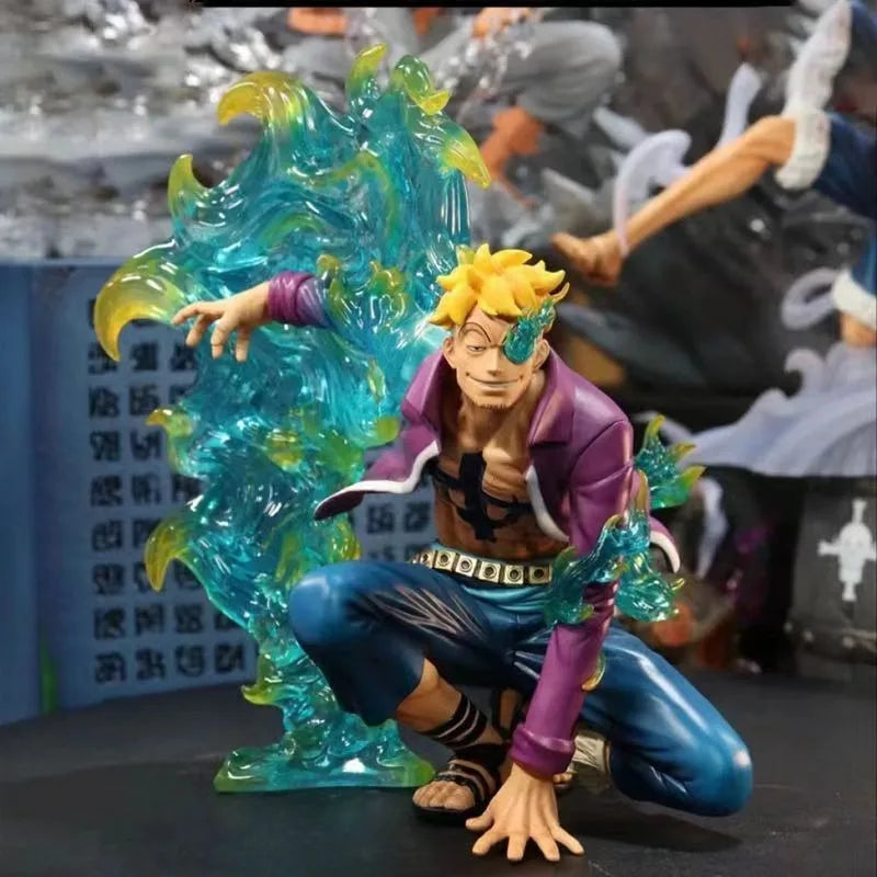 One Piece Squatting Marco Resonance Series Boy Cartoon Creative Anime Peripherals Collection Model Figure Ornaments Toy Gifts