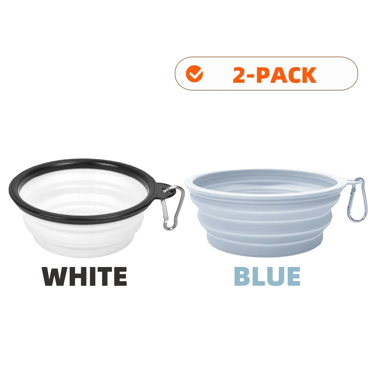 2er-Pack faltbare Silikon-Futter- und Wassernäpfe für Hunde, ideal für Outdoor-Camping und Reisen, mit Karabinerhaken