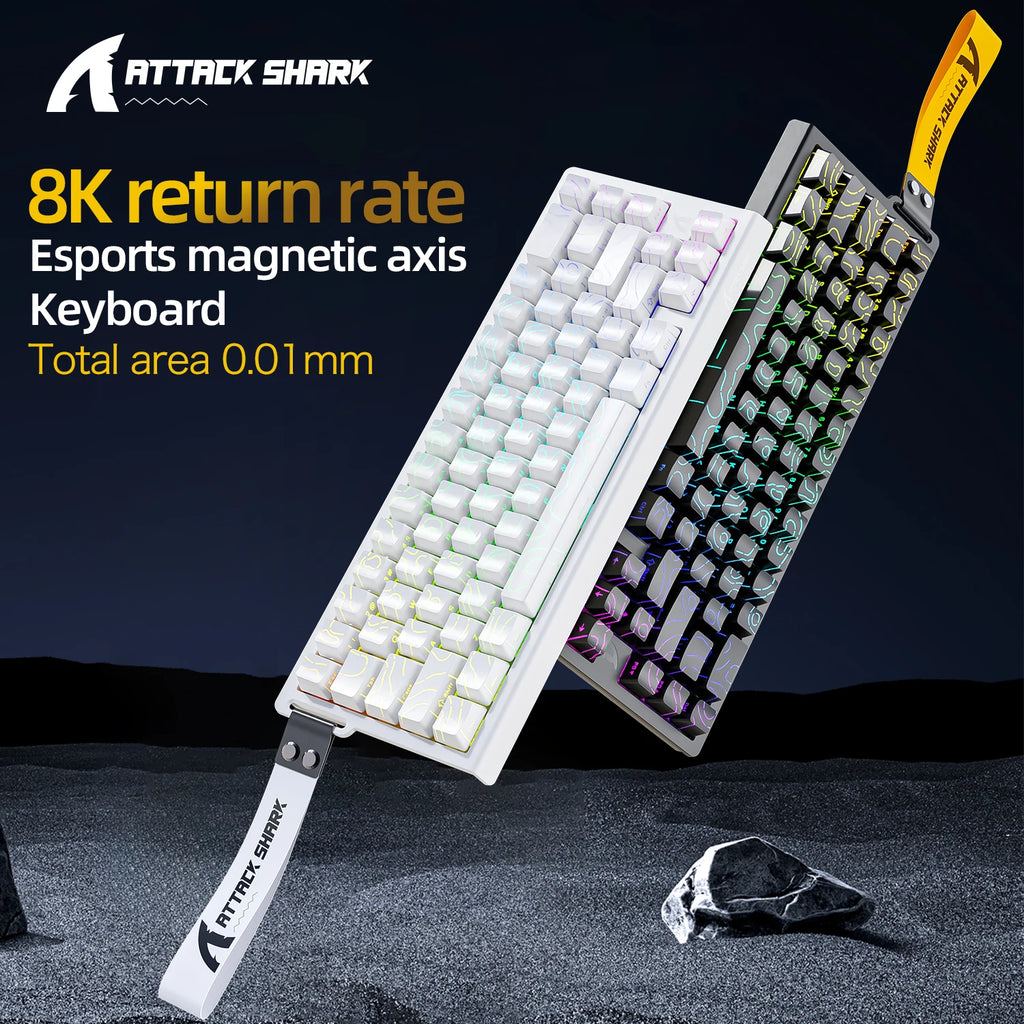 X68HE ATTACK SHARK Magnetic Gaming Keyboard Mechanical Wired for Pro Gaming 0.01mm Rapid Trigg 8000Hz SOCD/Rs 0.125ms 128K Rate