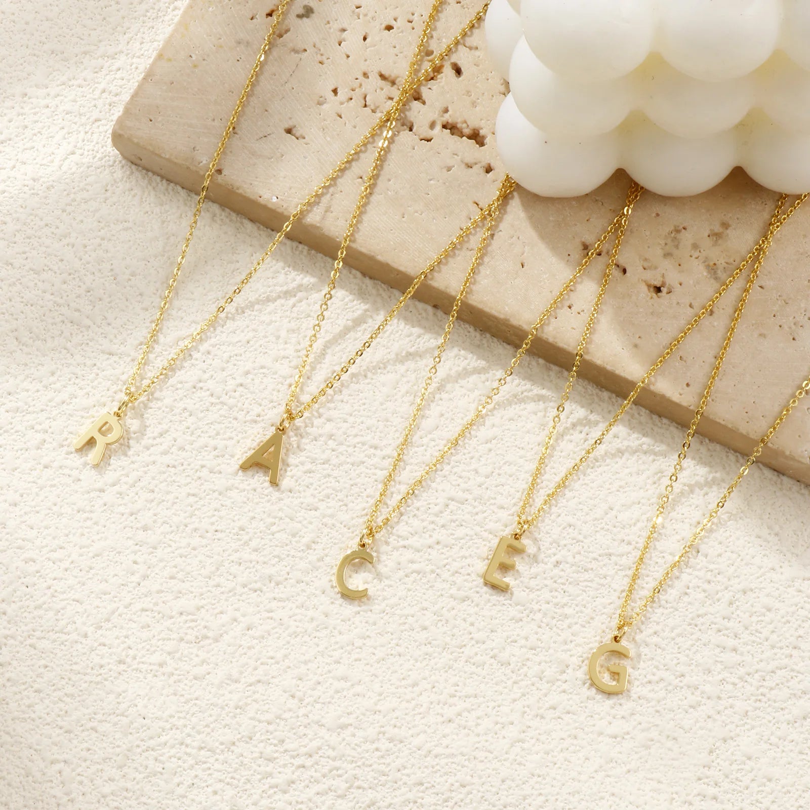 Brass " A-Z " Minimalist Capital Pendant Necklace 18K Real Gold Plated Alphabet Initial Letter Name Jewelry For Women Gift