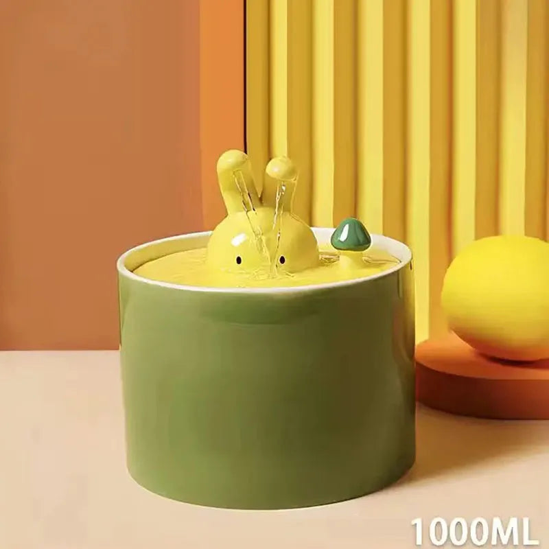 Creative Food Utensils for Cat Dog Ceramic Flow Circulating Water Dispenser, Silent, Automatic, Rabbit Shaped, Pet Supplies, 1Pc