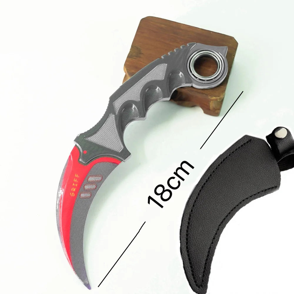 18 см игрален брояч, въртящ се, периферен, метален, модел, пурпурна мрежа/черна ламинирана дъска/градиентен цвят, нож с нокът, безопасен за играчки