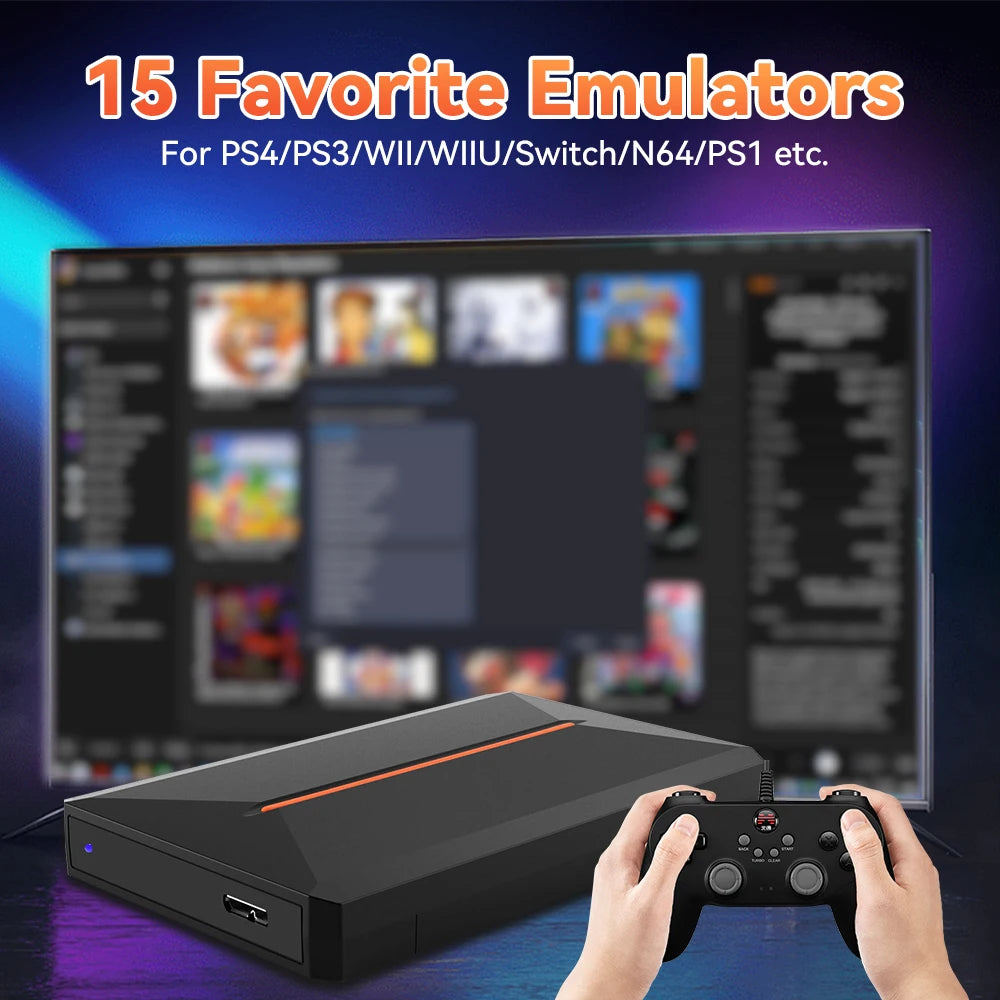 Lbox 500G Retro Game Hard Drive With 3700+Games Launchbox Retro Game Console for PS4/PS3/PS1/Switch/WII/Sega Saturn/N64 For PC