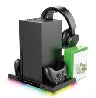 Lüfterständer und Ladestation für Xbox Series X-Konsole und -Controller mit 15RGB-Farblicht, Lagerung mit 3-stufigem Lüftersystem