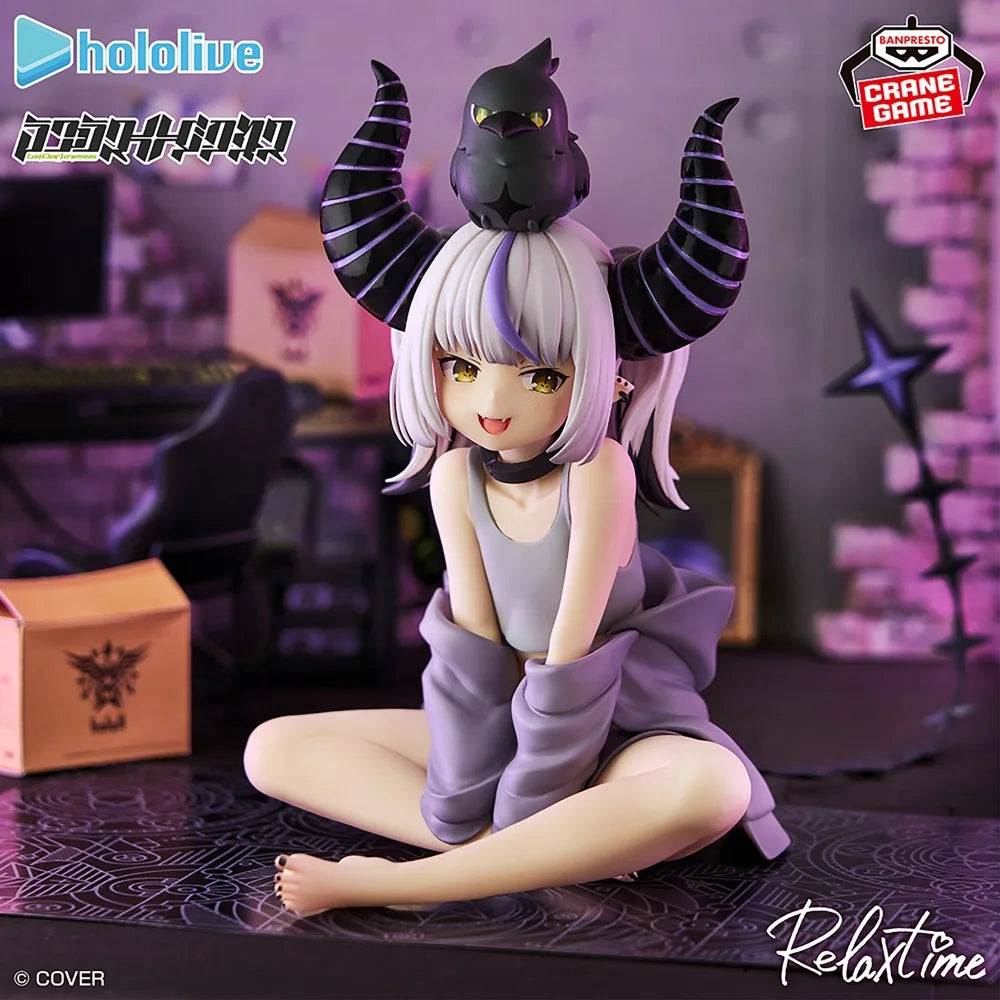 In Stock Bandai Original Genuine Banpresto Virtual Idol Hololive Karasu La+ Darknesss Relax Time 14cm Model Toy Figure Xmas Gift