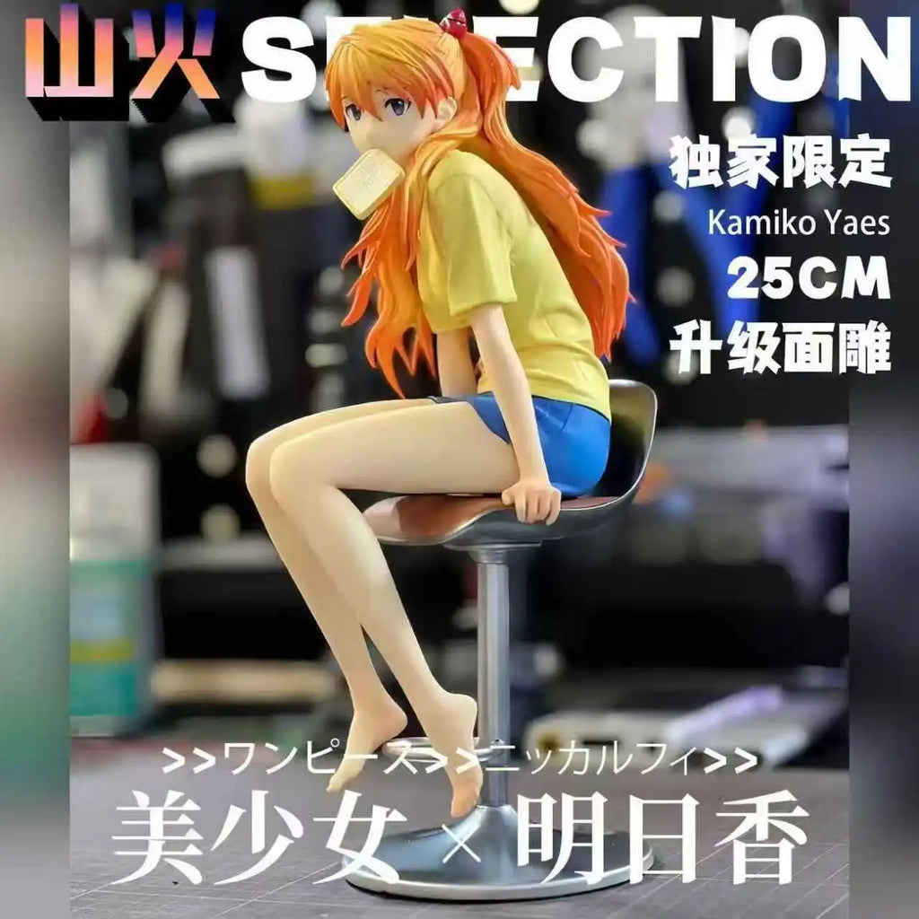 InStock Bandai Evangelion Asuka Langley Figure Japanese Version Upgrade Painting Official EVA Anime Collectible Desktop Ornament