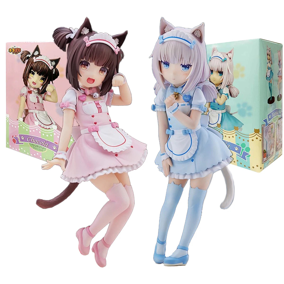 18CM Cat Maid Аниме NEKOPARA Фигура Шоколади Ванилия Сладък красив котешки стил Модел PVC Статични детски играчки Колекционерски подарък кукла