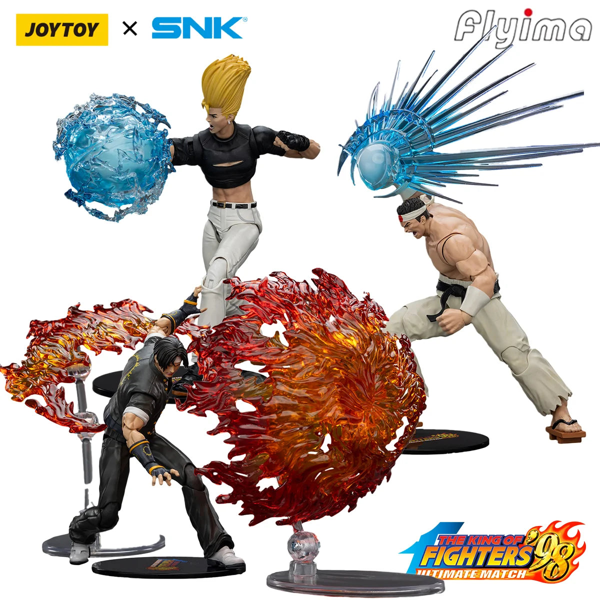[AUF LAGER] JOYTOY SNK 1/18 Action-figuren KOF 98UM Hero Team Kyo Kusanagi &amp; Goro Daimon &amp; Benimaru Nikaido3PCS Modell Geschenk