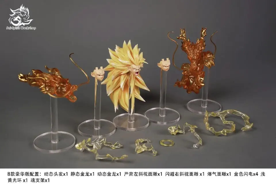 Spot  SSW Scout Workshop Dragon Ball SHF Super Saiyan SSJ3 Head Sculpture Special Effects Dragon Fist Statue Collection Gift
