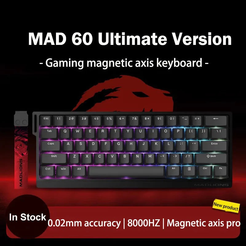 MADLIONS MAD 60/68HE Gaming-Tastatur mit magnetischem Schalter, kabelgebunden, Key Web Drive, benutzerdefiniertes 8K 61/68 Return RT, einstellbarer Tastenanschlag, Hot Swap