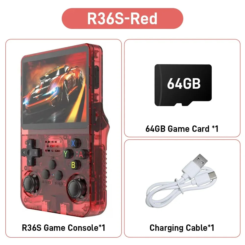 R36S Retro Handheld Video Game Console Linux System 3.5 Inch IPS Screen R35s Pro Portable Pocket Video Player 64GB/128G Games