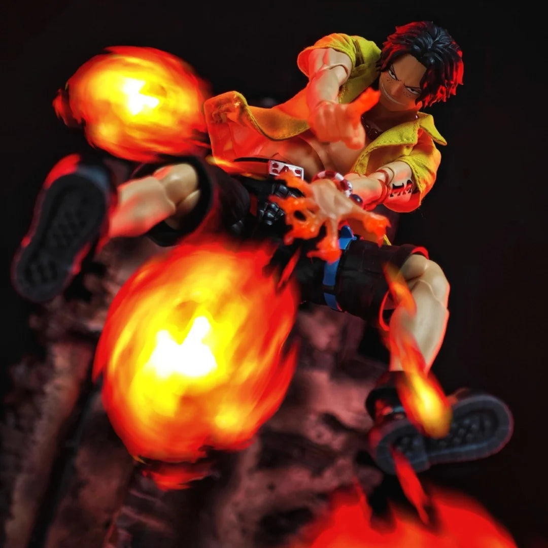 One Piece Shf Anime Handmade ACE Tailored Generation Yellow A Short Sleeved Shirt Built In Iron Wire Is Suitable for 1/12 Toys