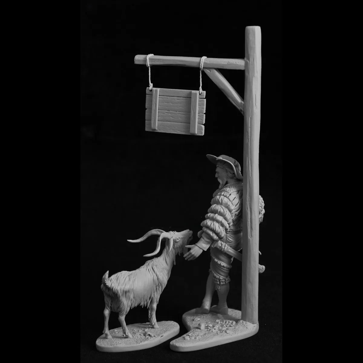 75mm resin figure unpainted model kit, Mercenary and Goat, Survivors in Battle Unassembled and Unpainted GK