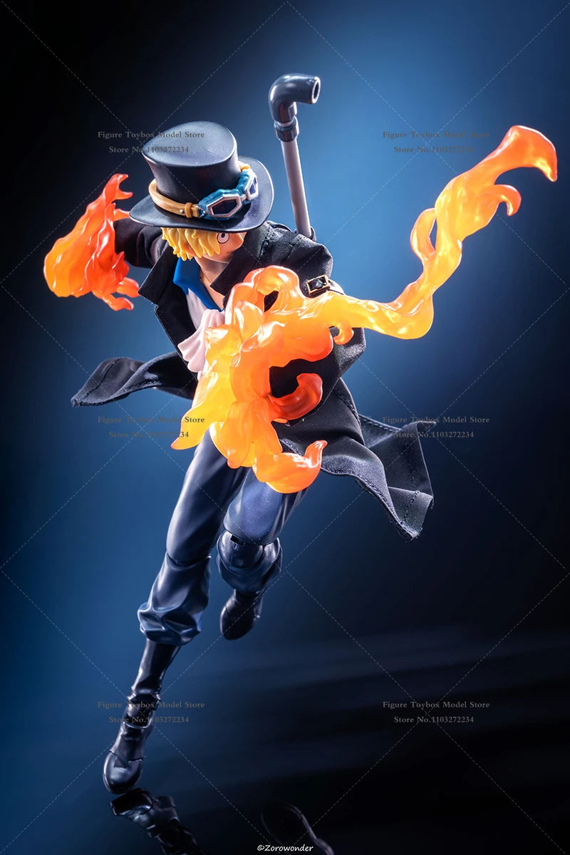 1/12 One Piece Anime Boy Sabo Black Long Windbreaker Coat Clothes Accessory Toys For 6" Shf Man Soldier Body Diy Decoration