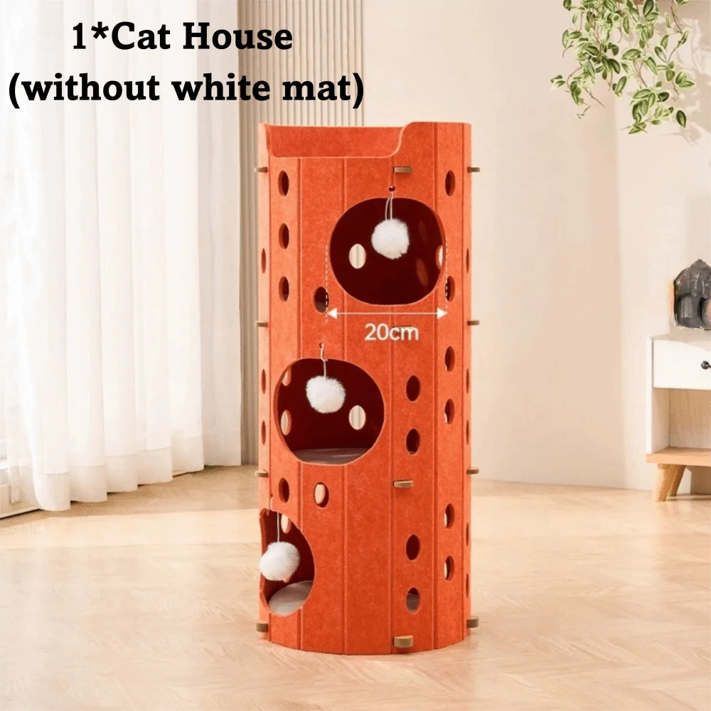 2 Floors/3 Floors Cat Scratching Post House Tree Hole Japanese Style Cat Bed All-in-one Durable Cat Condo