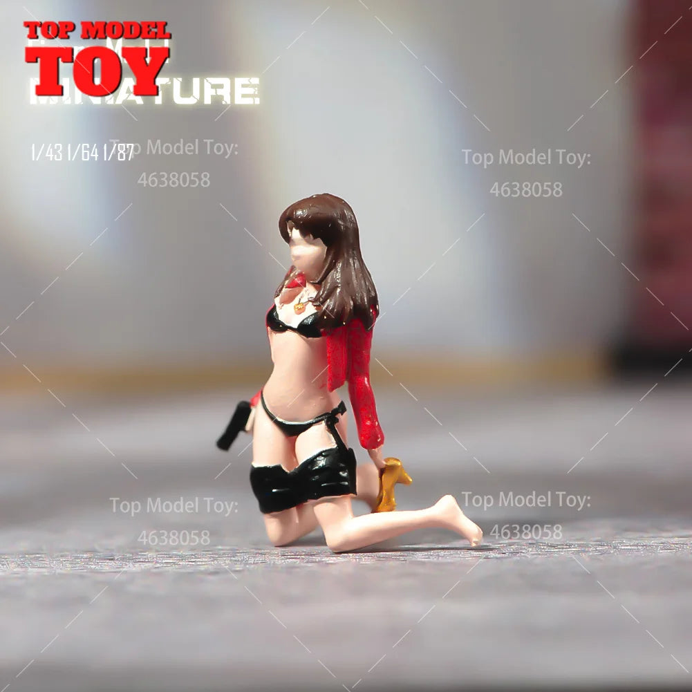 Bemalte Miniaturen 1/87 1/64 1/43 Anime Kniende Haltung Halten Pistole Schönheit Mädchen Szene Requisiten Figuren Modell Für Autos Fahrzeug Spielzeug