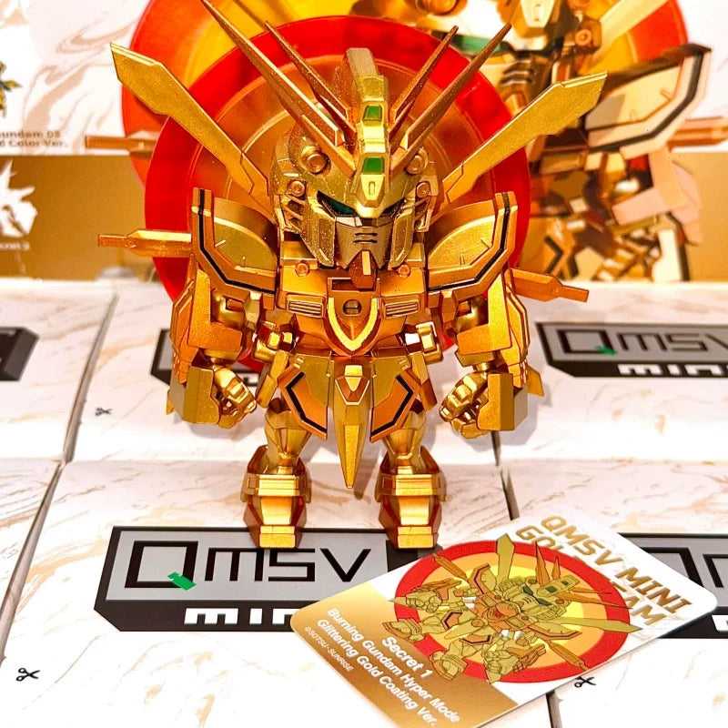 In Stock Bandai QMSV Mini Gold Team Blind Box Trendy Decoration GUN DA Model Toy Collectible Blind Box Trendy Gifts