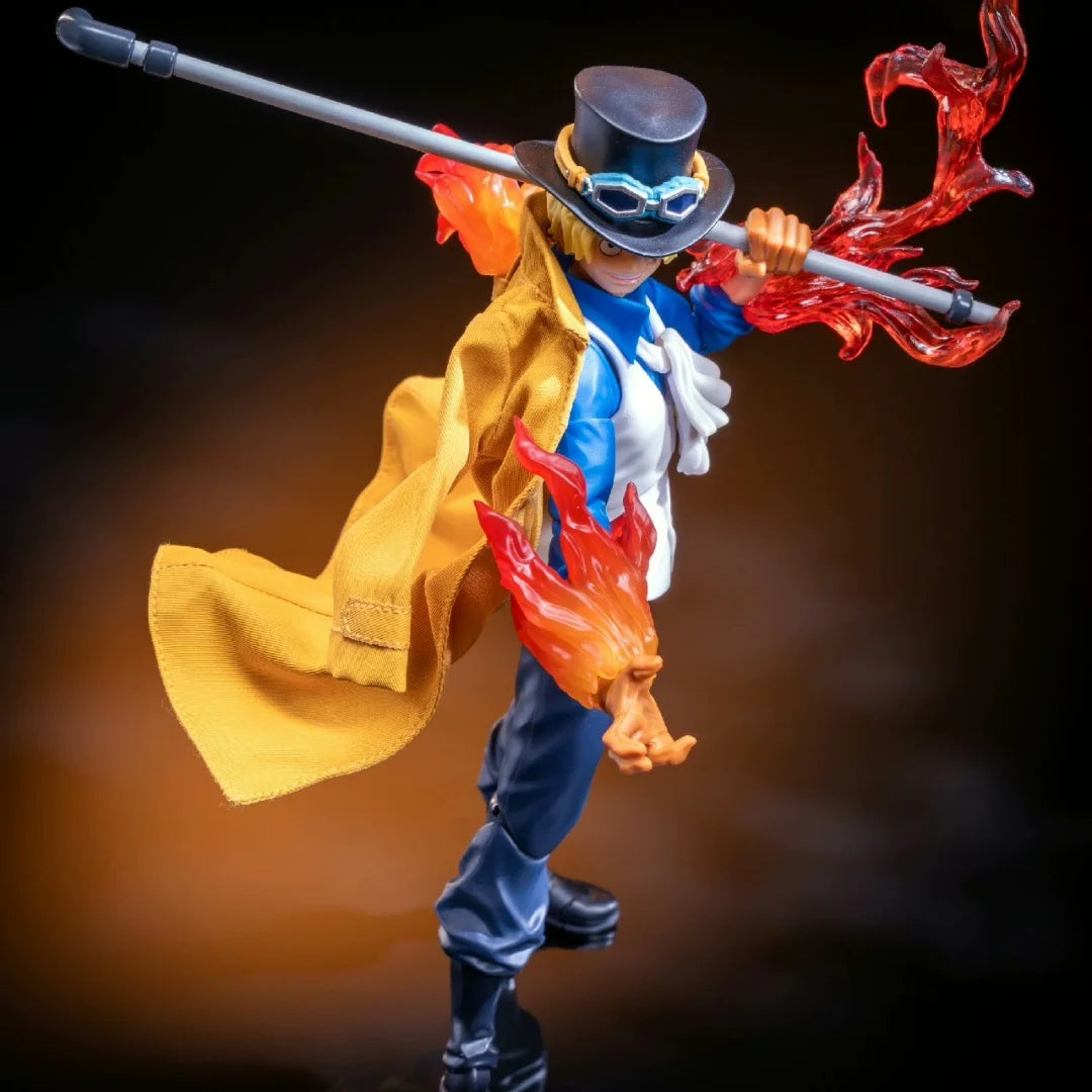 One piece SHF Anime Handmade Sabo tailored Generation Yellow long sleeved cloak Built In Iron Wire Is Suitable for 1/12 Toys