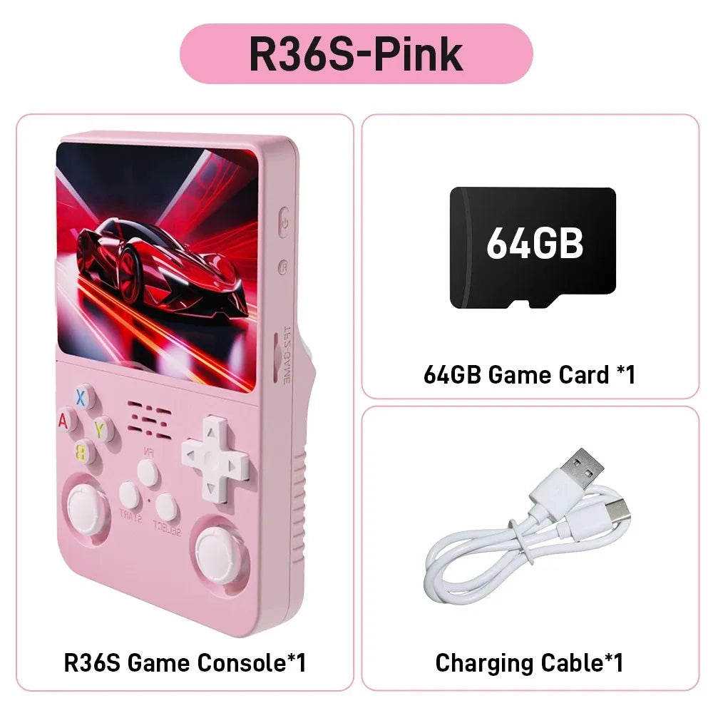 R36S Retro Handheld Video Game Console Linux System 3.5 Inch IPS Screen R35s Pro Portable Pocket Video Player 64GB/128G Games