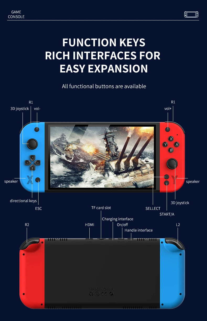 64GB 4000mAh portable handheld game console arcade high-definition For PSP/PS1
