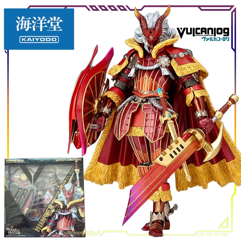 KAIYODO Original Vulcanlog Monster Hunter Revo Series 005 Battle Cat/Hunter Female Swordsman Articulated Action Figure Model Toy