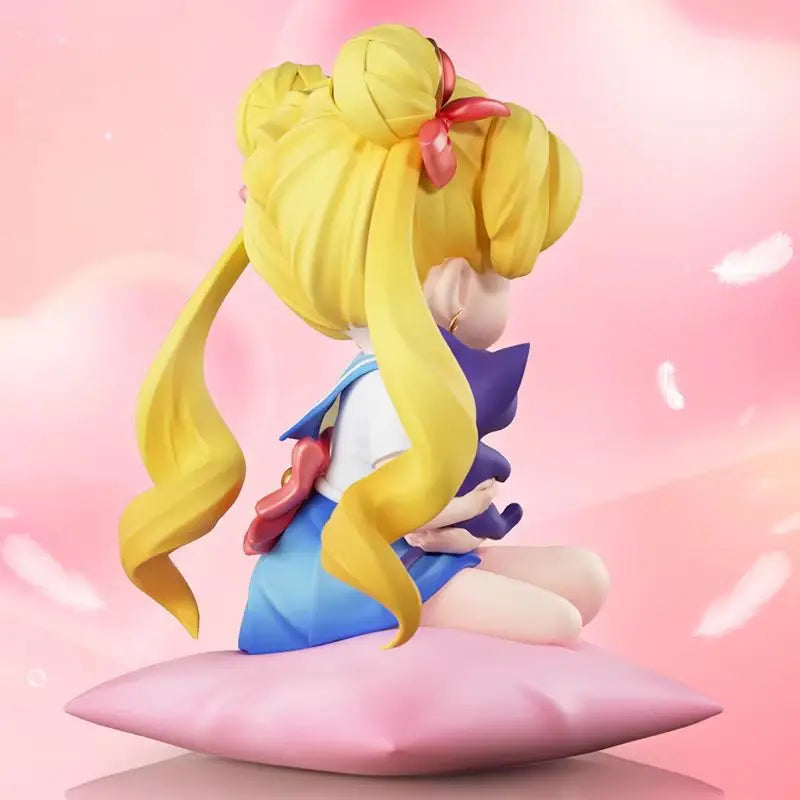 Q-Style Sitting Sailor Moon & Usagi Tsukino Gk Statue - Anime Collectible Figure, Kawaii Desktop Decor For Fans