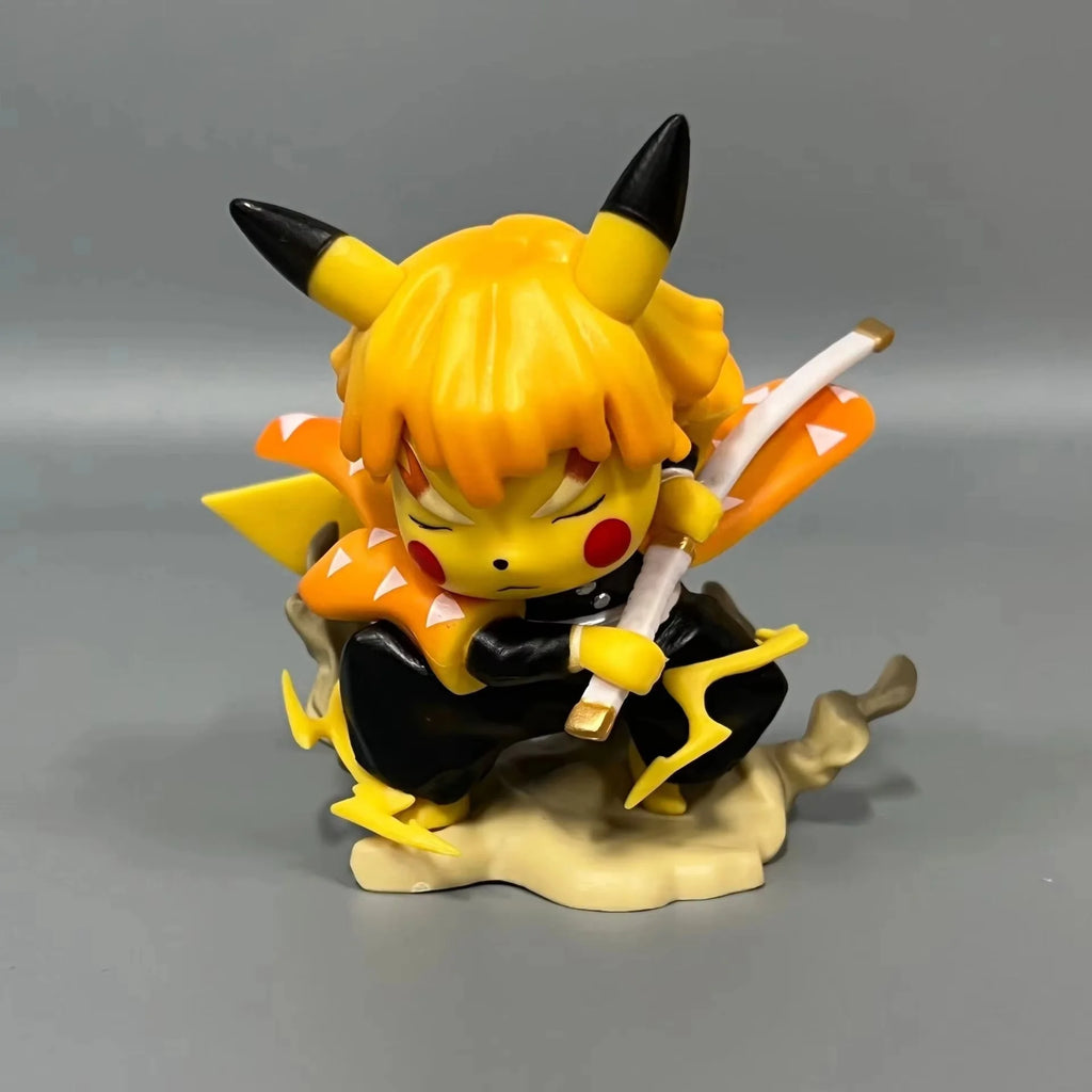 11cm Hot Anime Figure Pikachu Cross-Dressing Agatsuma Zenitsu Figurine PVC Statue Model Doll Collection Ornament Toys Boys Gifts