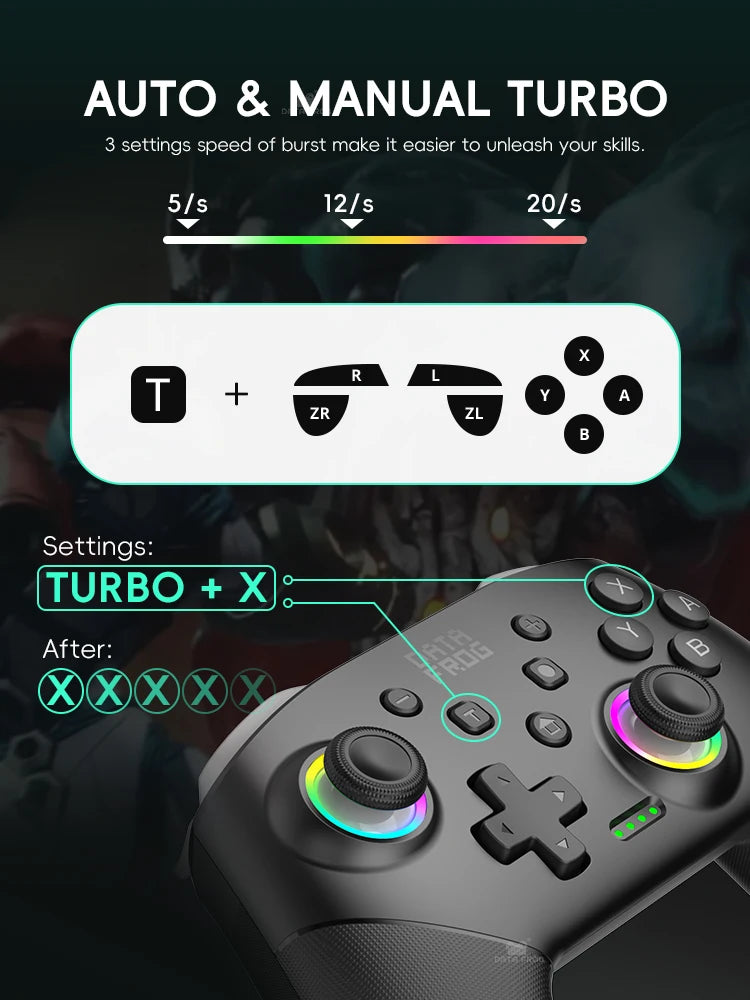 DATA FROG Wireless Pro Controller Universal Gamepad for Console with Gyro Sensor Dual Vibration Rechargeable Joystick