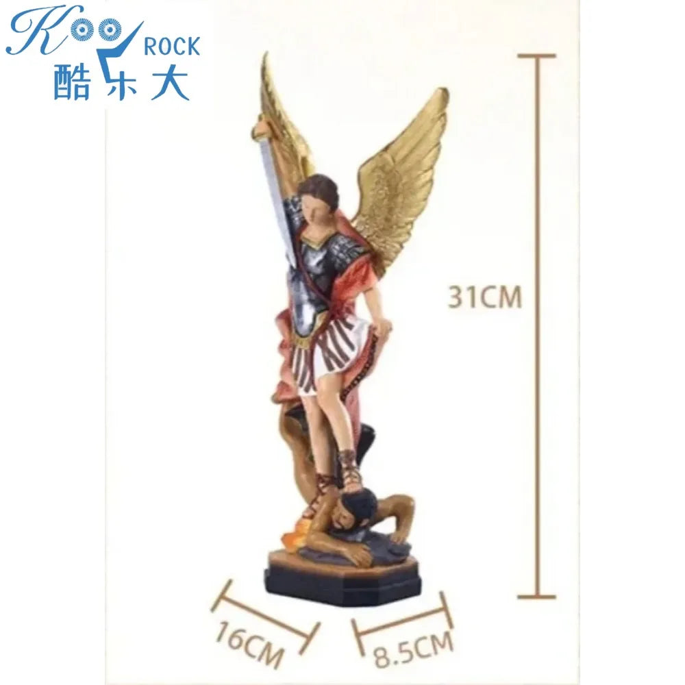 Colorful Saint Michael's Angel Statue,Paintings Guarding Justice,Home Blessing Decoration,Guardian of Eden Resin Crafts Gift