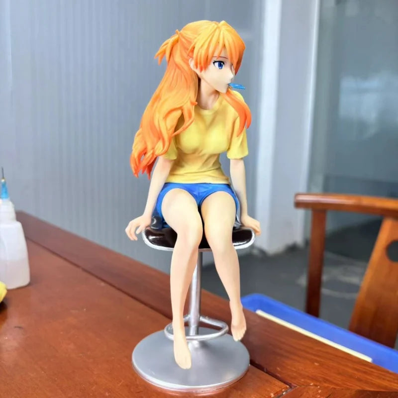 New Asuka  Anime  Action Figure Model Sitting Posture Desktop Decor Gk Statue Dolls Figures Collect Toy Gift