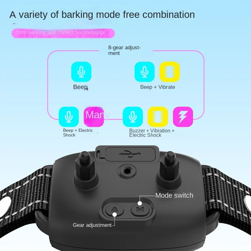 Dog Collar Intelligent Anti Barking Automatic Stop Device Dog Training Electric Anti Disturbance Stop Barking Waterproof