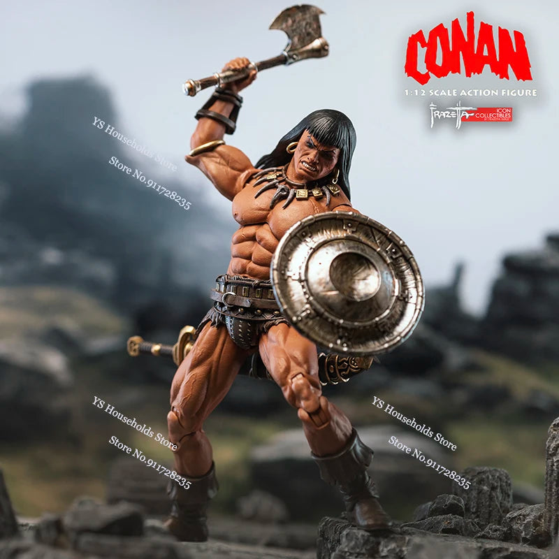Frazettagirl 1/12 Collectible Destroyer Conan Warrior Action Figure Different Helmet Sword Model Design 6" Full Set Male Soldier