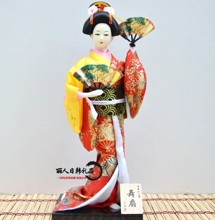 12inch Japanese Geisha Doll Statuette Sitting Figurine Japanese Kimono Kokeshi Kabuki Geisha Handicraft Ornament Birthday Gift