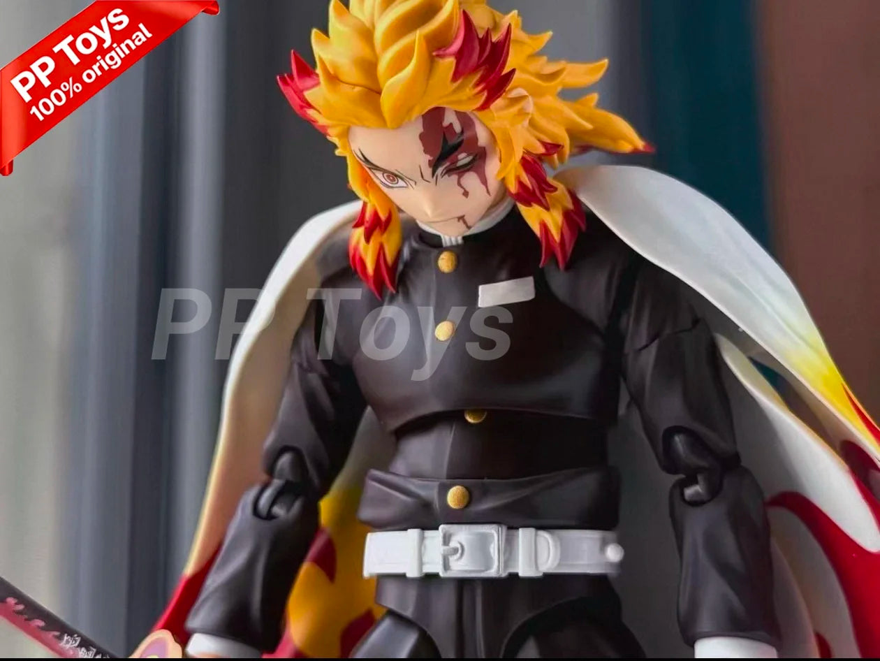 In Stock BANDAI S.H.Figuart Demon Slayer Kyojuro Rengoku Anime Action Collection Figures Model Toys PVC Gift Brand New Genuine