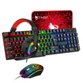RGB USB клавиатура и мишка Геймърски слушалки Комбинации 4 в 1 английска геймърска кабелна клавиатура и мишка Комплект с подложка за мишка и слушалки