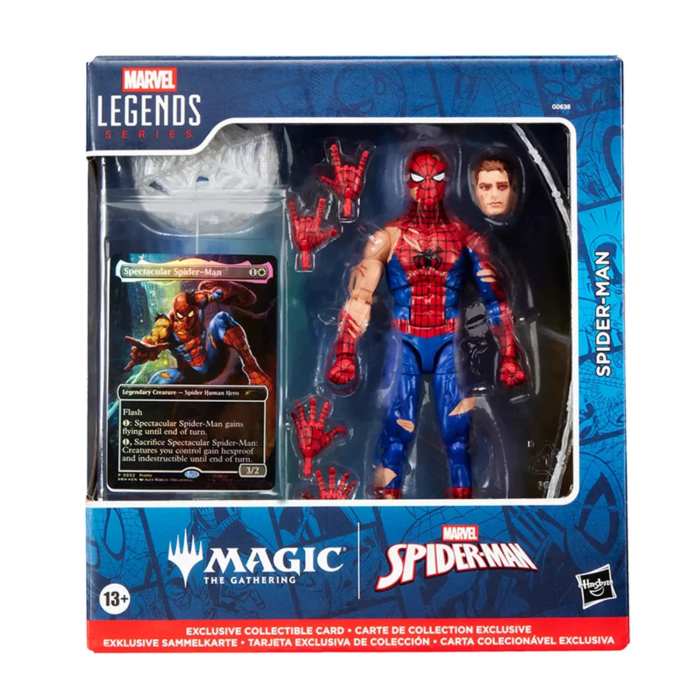 In-Stock NEW Hasbro Marvel Legends Series Magic: The Gathering Battle-Damaged Spider-Man 15cm Anime Action Figure Model Toys