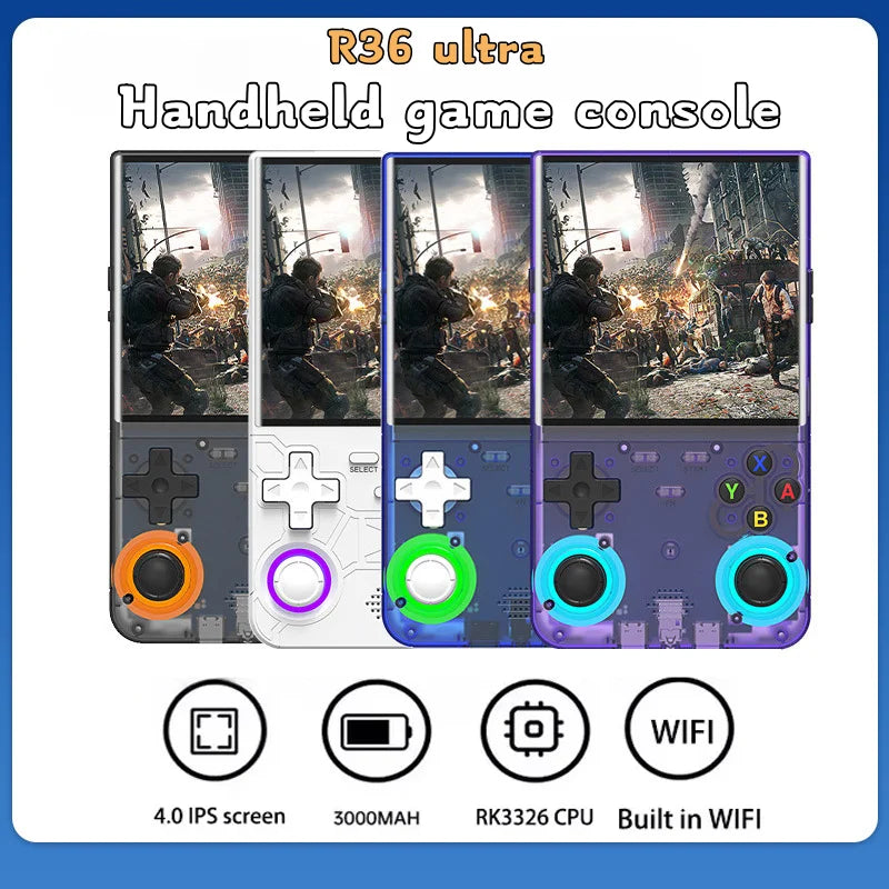 Retro R36 Ultra Handheld Video Game Console 4.0 Inch IPS Screen 128GB Preloaded Games Portable Pocket Player with Linux System
