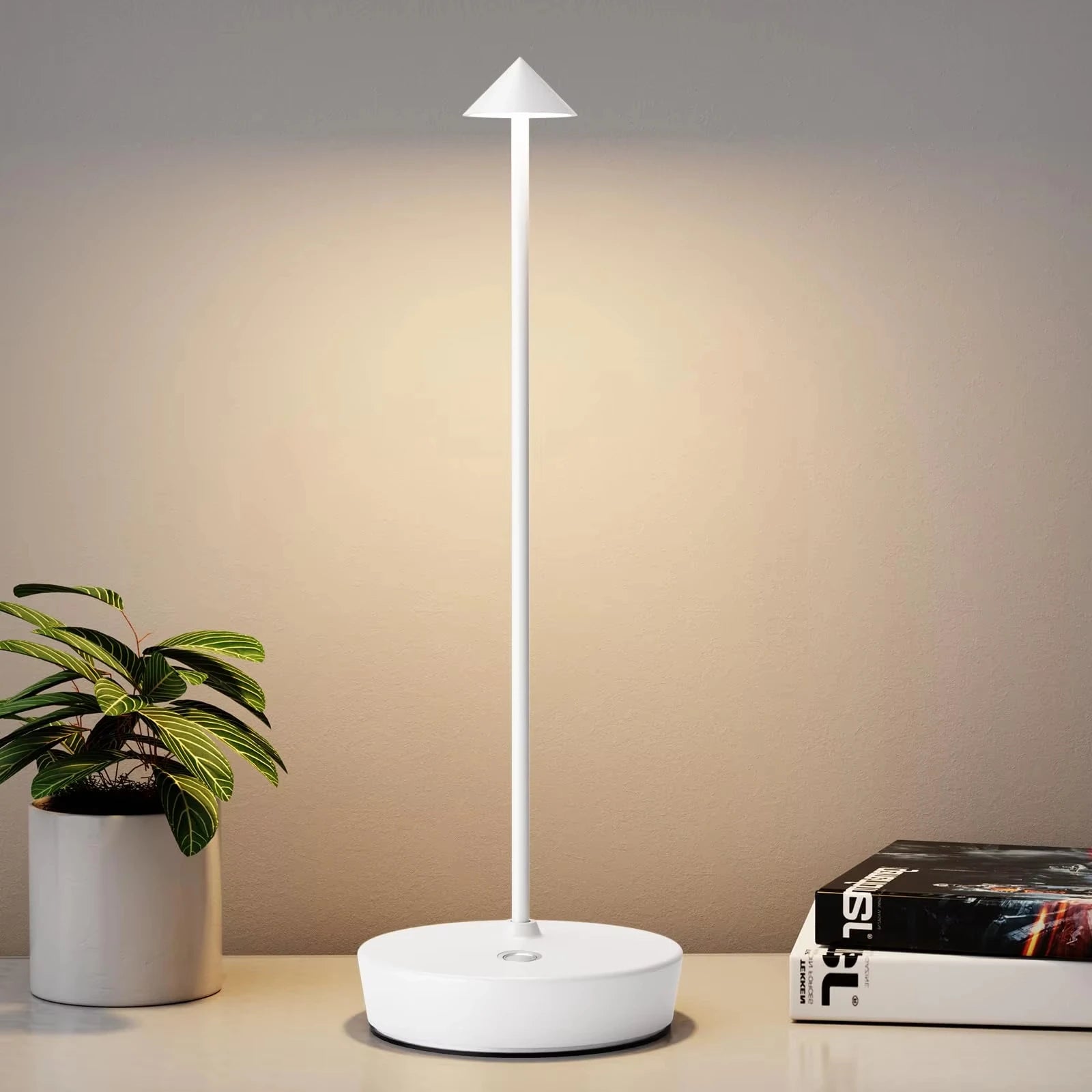 LED Mushroom Spike Table Lamp Touch Tri-Color Dimmable Desktop Decor Lamp Rechargeable Table Lamp Bar Hotel Atmosphere Lighting