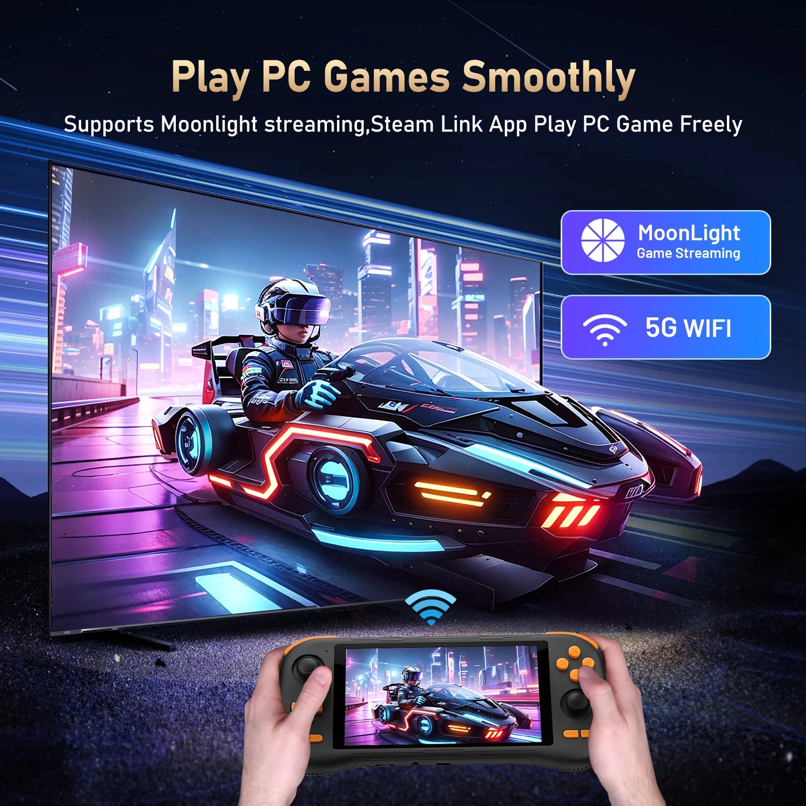 K56 Handheld Game Console 5.5-inch large screen,android 14,  downloading games from the Google Store