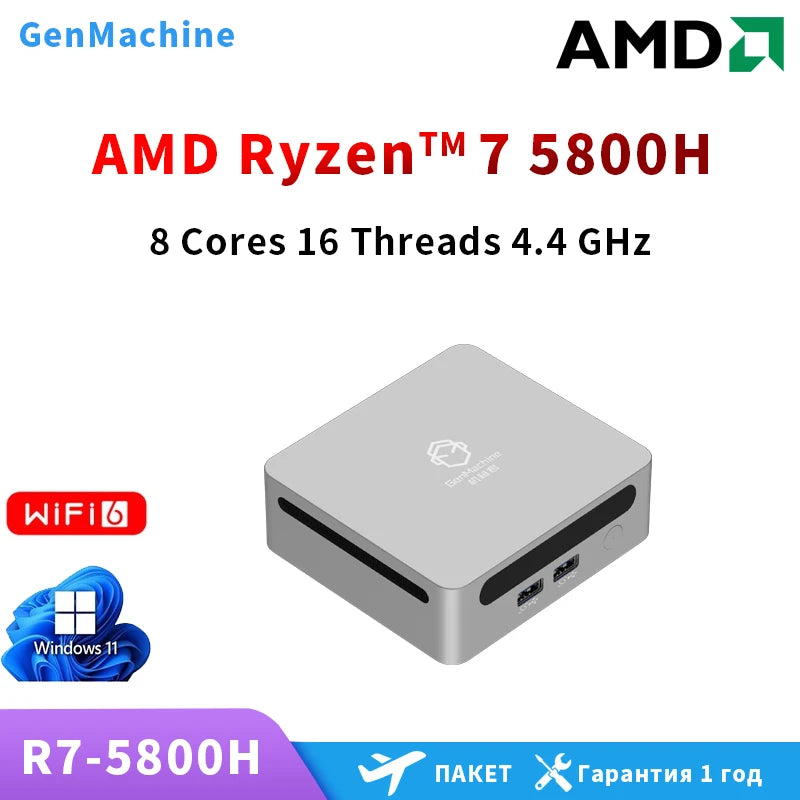GenMachine Ryzen 7 5700U 5825U 5800H Ryzen 9 5900HX Windows 11 Ryzen MINI PC DDR4 WIFI6 RTL8852, BT5.2 Diy Gaming Pc Computer