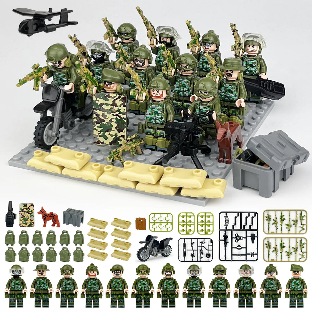 Shield ghost swat humanoid dolls, building blocks, digital action figures assembled toys reptile children's educational toys
