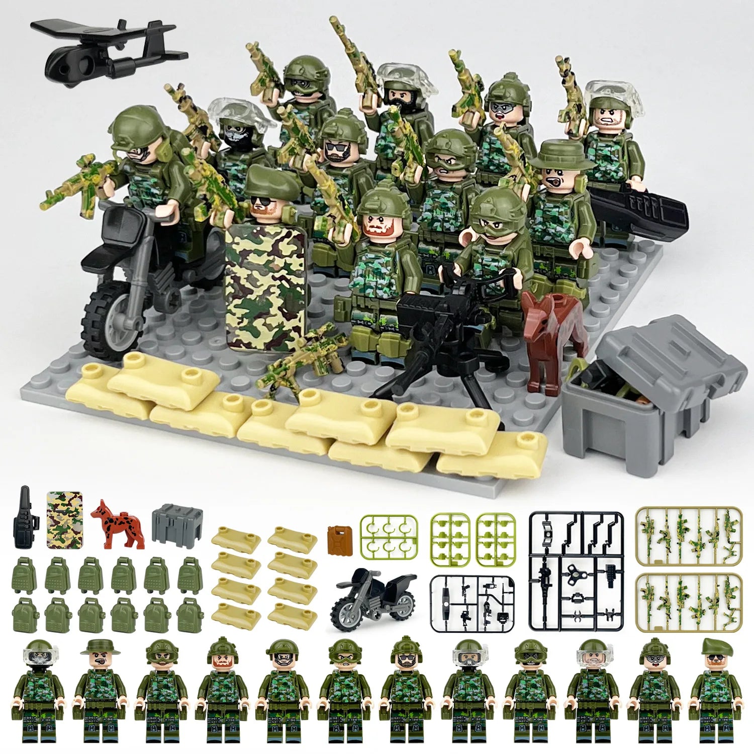 Shield ghost swat humanoid dolls, building blocks, digital action figures assembled toys reptile children's educational toys