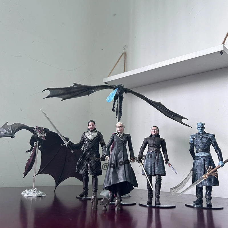 Jon Schnee Nachtkönig Daenerys Targaryen Frost Wyrm Viserion Schwarzer Eisdrache Rhaegal Actionfigur Modell Spielzeug Desktop-Dekoration