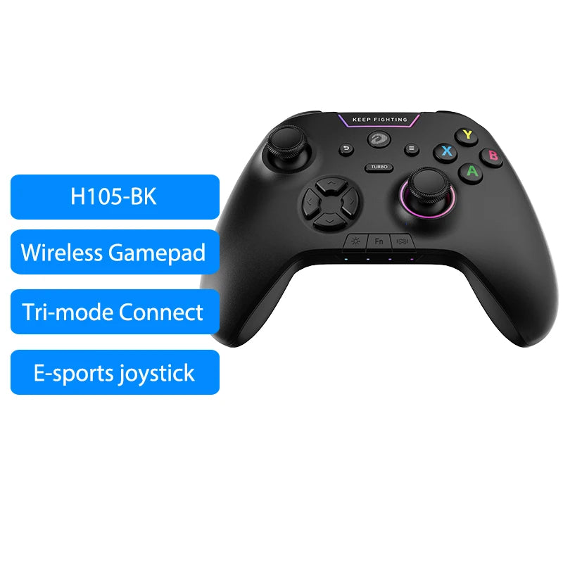 DAREU Tri-mode Gamepad RGB Bluetooth Wireless 2.4G E-sports Joystick Gaming Controller Macro Back Button for Android PC TV Games