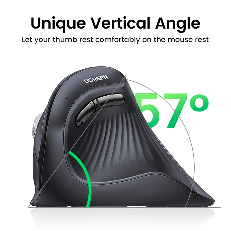 UGREEN Vertikale Maus Kabellos Bluetooth5.0 2.4G Ergonomisch 4000DPI 6 Stummschalttasten für MacBook Tablet Laptops Computer PC Mäuse