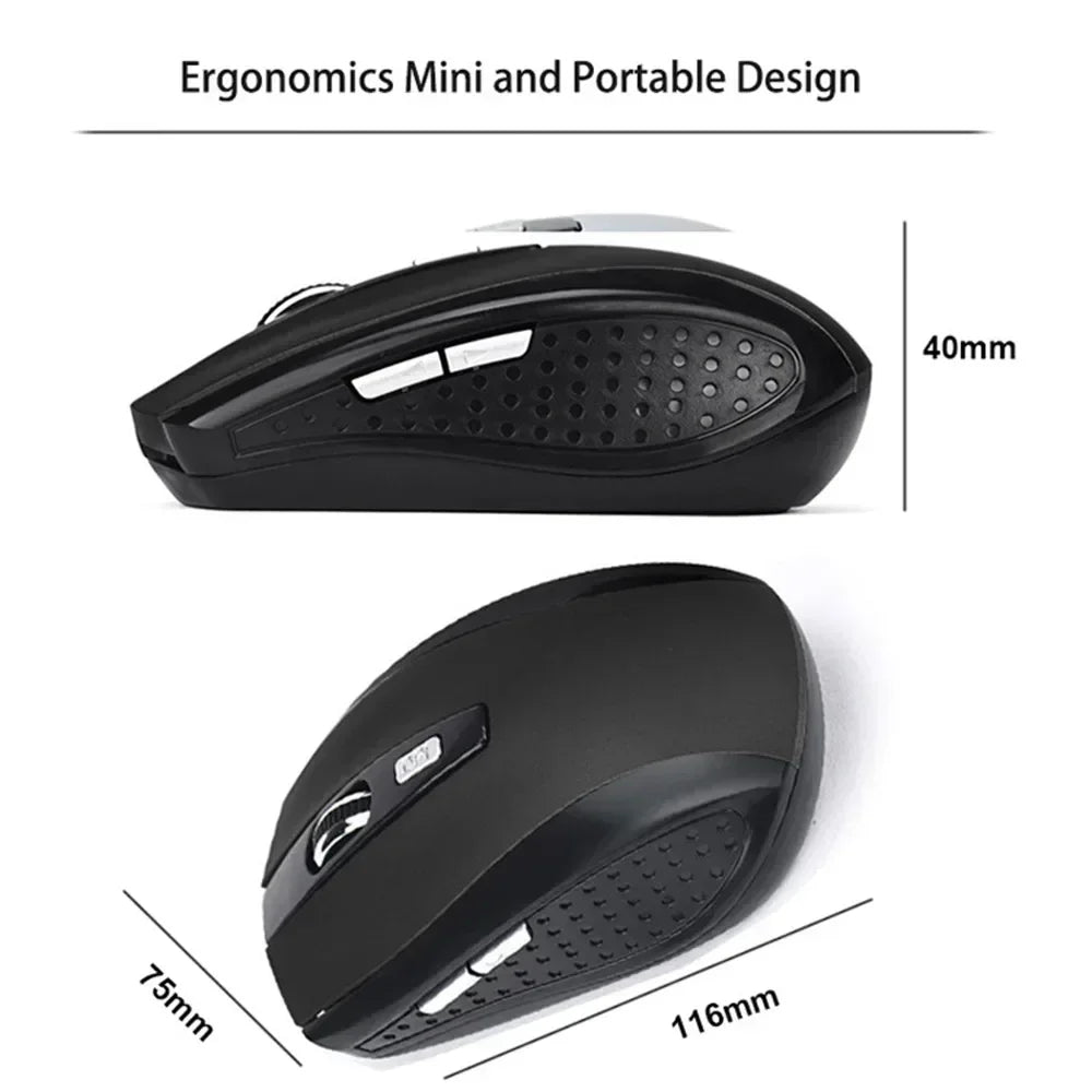 2.4G Wireless Mouse Portable Ergonomics Mouse Mobile Optical Office Mouse Adjustable 1600DPI Levels for Notebook Laptop MacBook