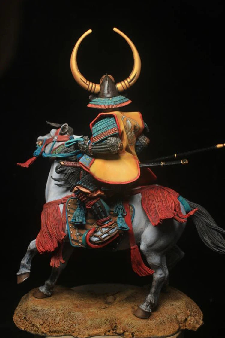 Sengoku Era Fukushima Masanori Samurai Figurine Japan Tin Metal Soldier Bravely Fighting at Sekihara Battle Field Collectible